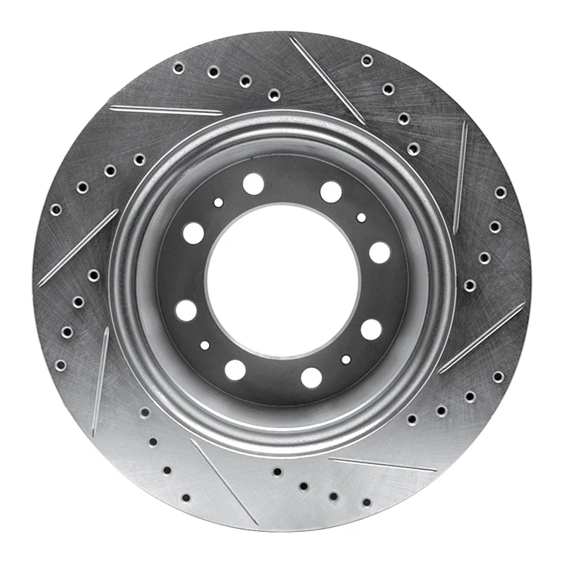R1 09-25 Dodge Ram 4000 (Mexico) Rear Left Drilled & Slotted Silver Brake Rotor - Image 4