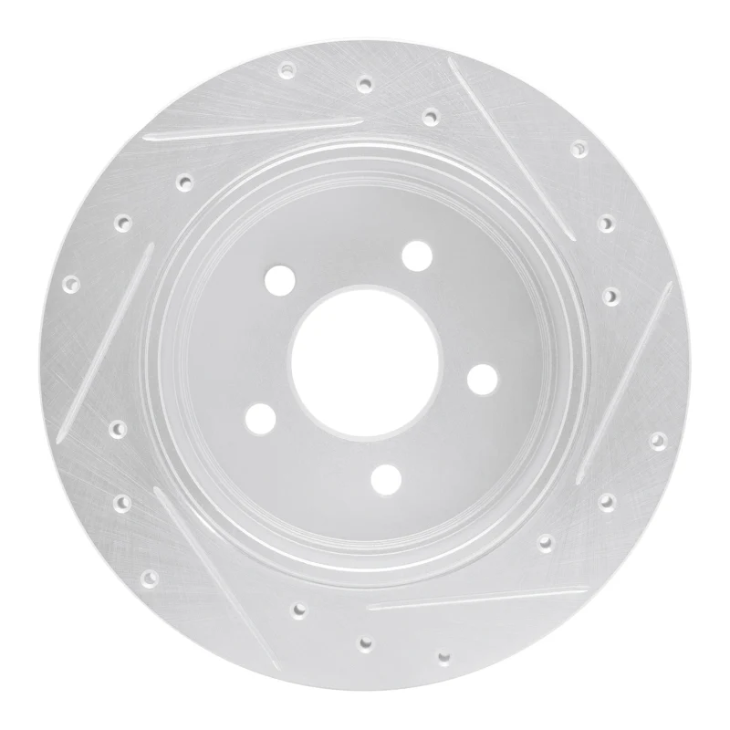 R1 10-11 Ford Ranger (USA/Canada) Rear Left Drilled & Slotted Silver Brake Rotor - Image 3