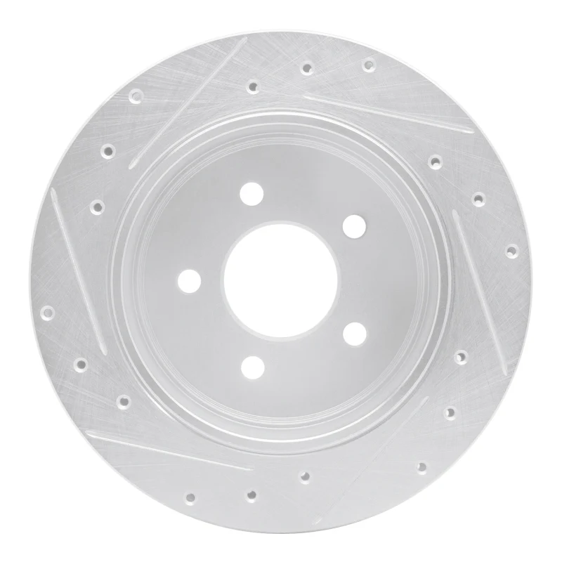 R1 10-11 Ford Ranger (USA/Canada) Rear Right Drilled & Slotted Silver Brake Rotor - Image 2