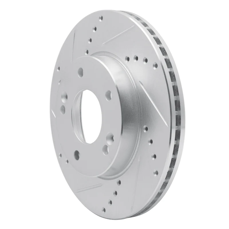 R1 10-11 Kia SOUL Front Left Drilled & Slotted Silver Brake Rotor - Image 3