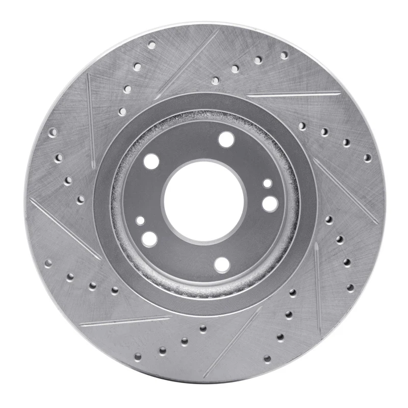 R1 10-13 Hyundai SANTA FE Front Right Drilled & Slotted Silver Brake Rotor - Image 2