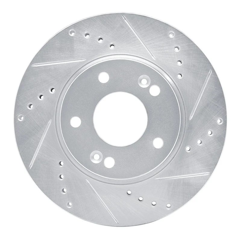R1 10-13 Kia Forte5 Front Right Drilled & Slotted Silver Brake Rotor