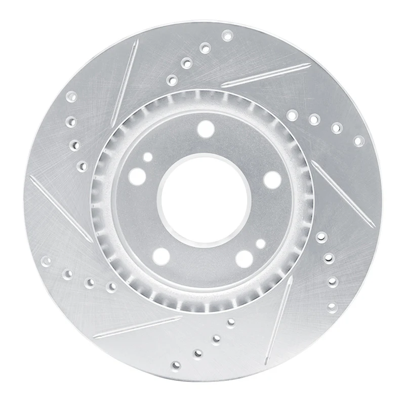 R1 10-13 Kia Forte5 Front Right Drilled & Slotted Silver Brake Rotor - Image 4