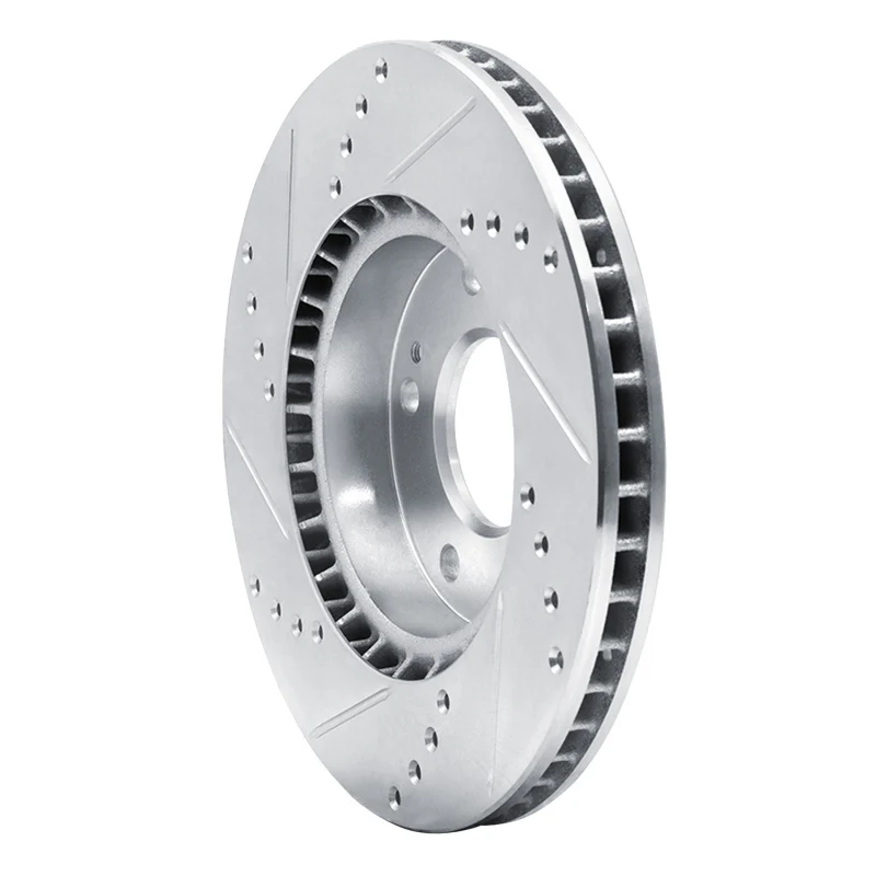 R1 10-13 Kia Forte5 Front Right Drilled & Slotted Silver Brake Rotor - Image 5
