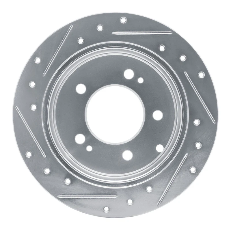 R1 10-13 Kia Forte5 Rear Right Drilled & Slotted Silver Brake Rotor - Image 4