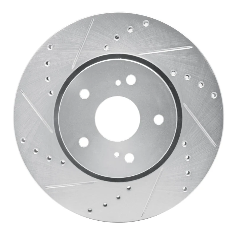 R1 10-13 Suzuki Kizashi Front Left Drilled & Slotted Silver Brake Rotor