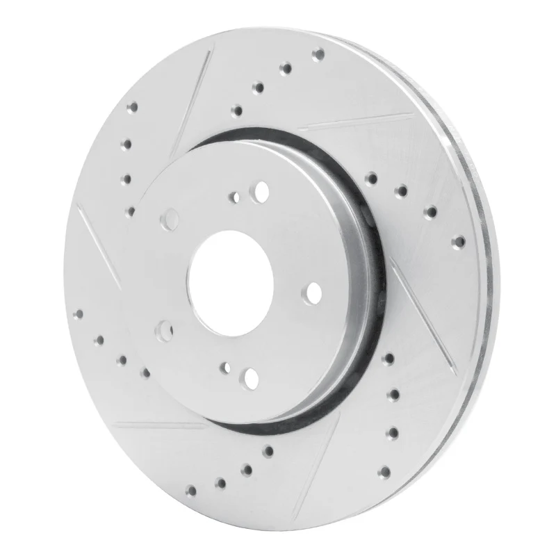 R1 10-13 Suzuki Kizashi Front Left Drilled & Slotted Silver Brake Rotor - Image 2