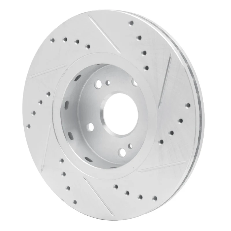 R1 10-13 Suzuki Kizashi Front Left Drilled & Slotted Silver Brake Rotor - Image 3