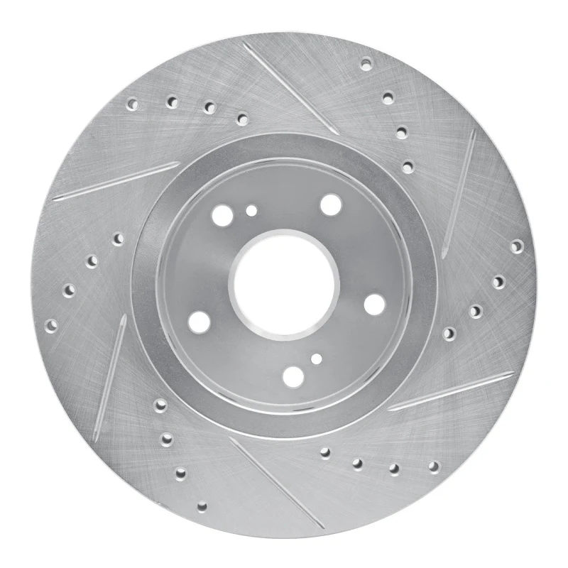 R1 10-13 Suzuki Kizashi Front Left Drilled & Slotted Silver Brake Rotor - Image 4