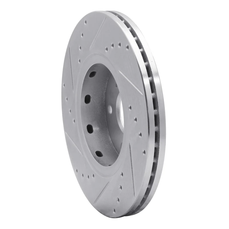 R1 10-13 Suzuki Kizashi Front Right Drilled & Slotted Silver Brake Rotor - Image 2