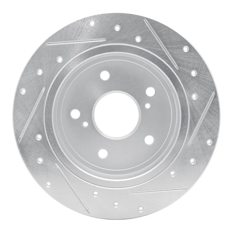 R1 10-13 Suzuki Kizashi Rear Left Drilled & Slotted Silver Brake Rotor - Image 3