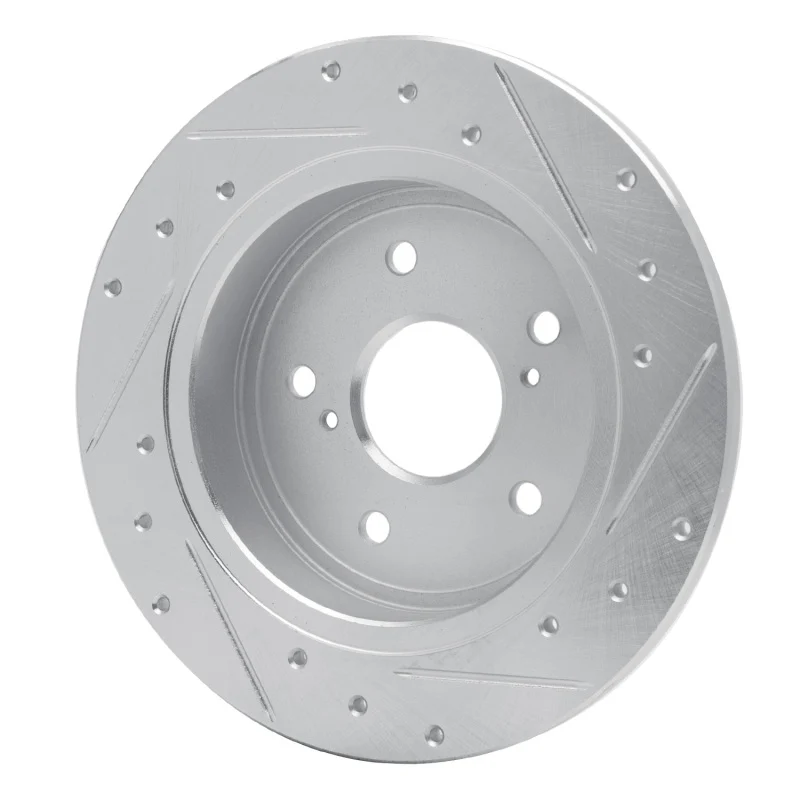 R1 10-13 Suzuki Kizashi Rear Left Drilled & Slotted Silver Brake Rotor - Image 4