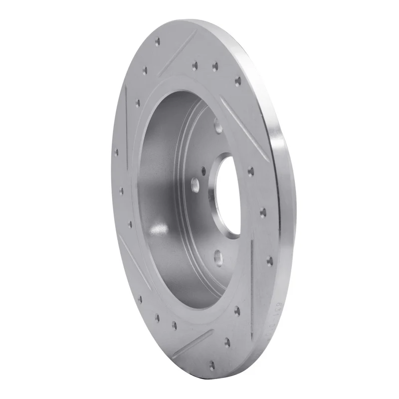 R1 10-13 Suzuki Kizashi Rear Right Drilled & Slotted Silver Brake Rotor - Image 2