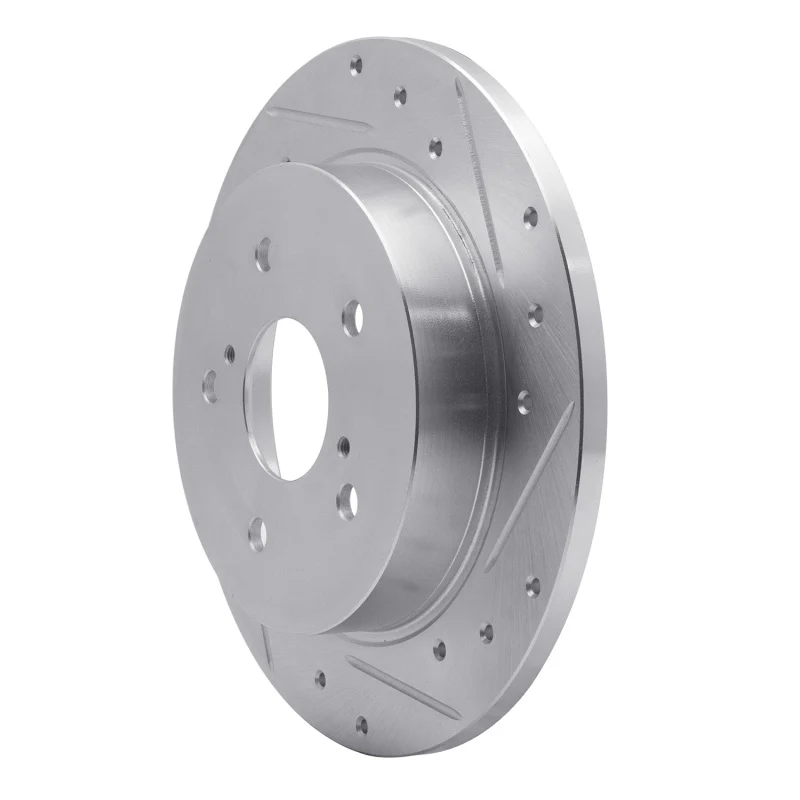 R1 10-13 Suzuki Kizashi Rear Right Drilled & Slotted Silver Brake Rotor - Image 3