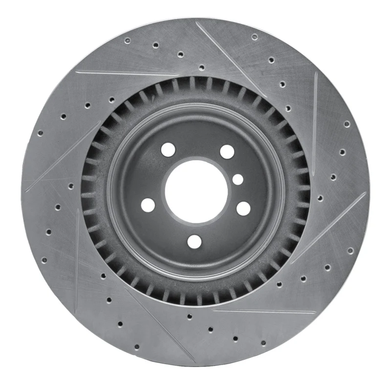 R1 10-14 BMW X5 Rear Left Drilled & Slotted Silver Brake Rotor - Image 4