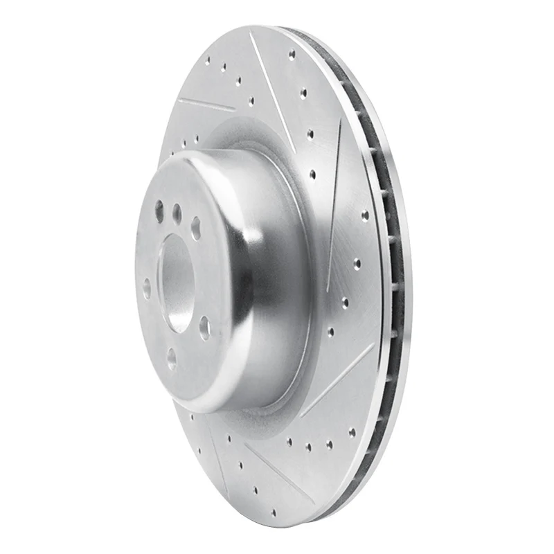 R1 10-14 BMW X5 Rear Right Drilled & Slotted Silver Brake Rotor - Image 2