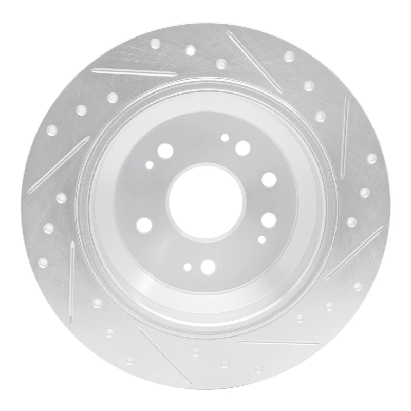 R1 10-15 Honda Crosstour Rear Left Drilled & Slotted Silver Brake Rotor - Image 2