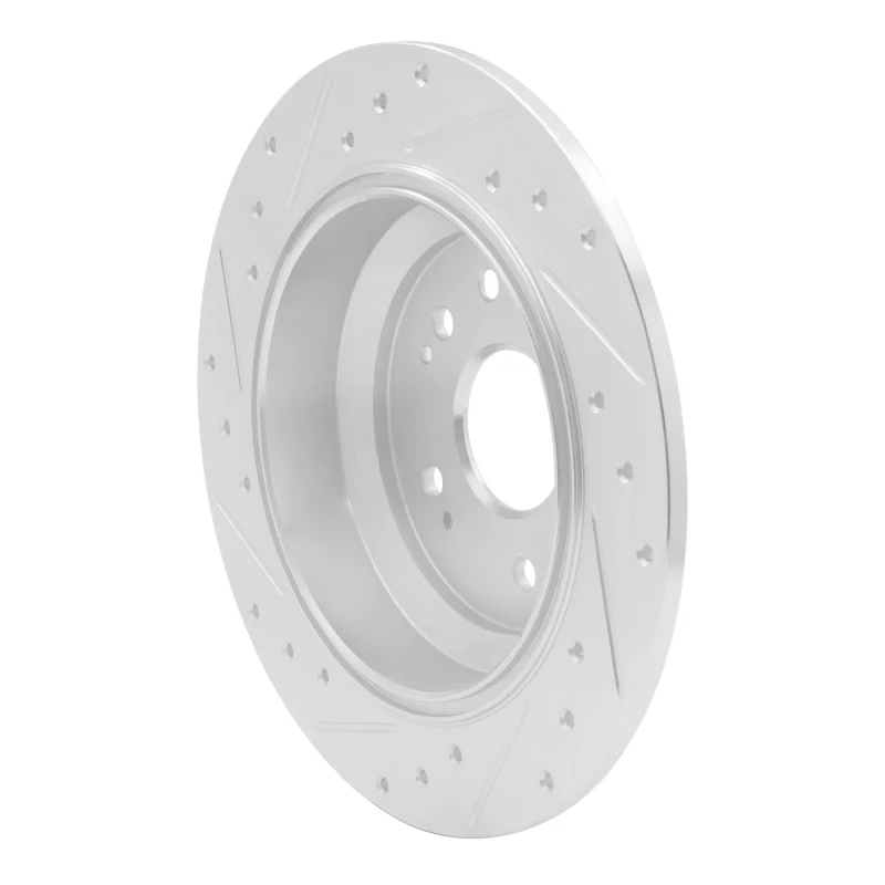 R1 10-15 Honda Crosstour Rear Right Drilled & Slotted Silver Brake Rotor - Image 2