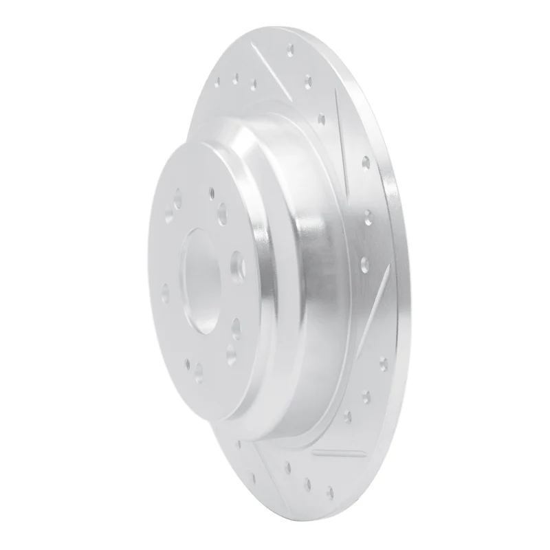 R1 10-15 Honda Crosstour Rear Right Drilled & Slotted Silver Brake Rotor - Image 3
