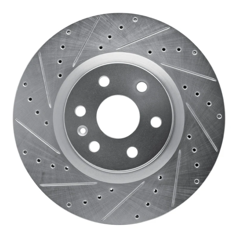 R1 10-16 Cadillac SRX Front Left Drilled & Slotted Silver Brake Rotor