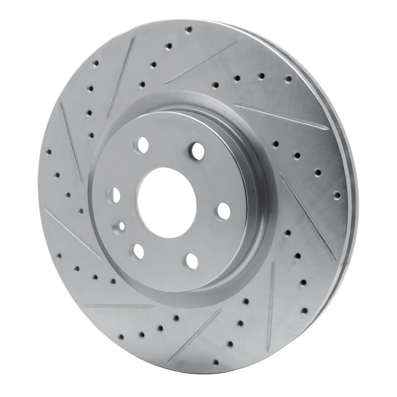 R1 10-16 Cadillac SRX Front Left Drilled & Slotted Silver Brake Rotor - Image 3