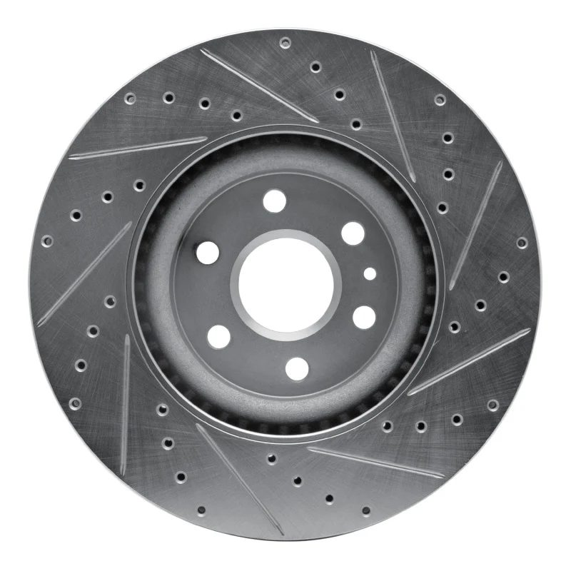 R1 10-16 Cadillac SRX Front Left Drilled & Slotted Silver Brake Rotor - Image 4