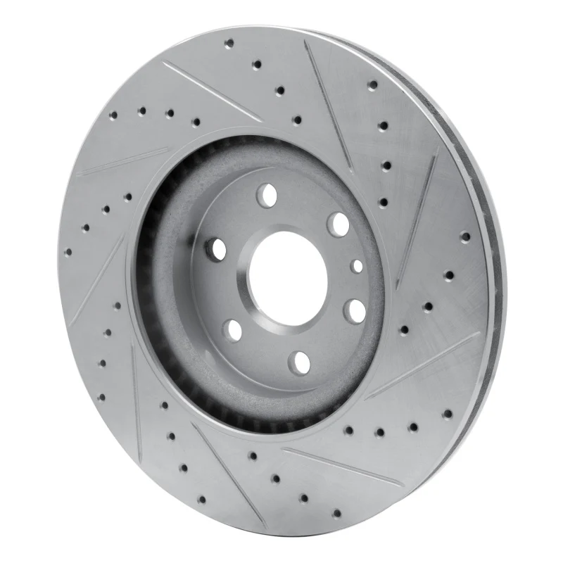 R1 10-16 Cadillac SRX Front Left Drilled & Slotted Silver Brake Rotor - Image 5
