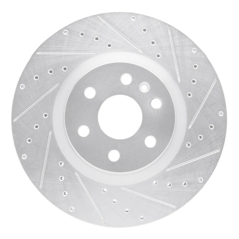 R1 10-16 Cadillac SRX Front Right Drilled & Slotted Silver Brake Rotor