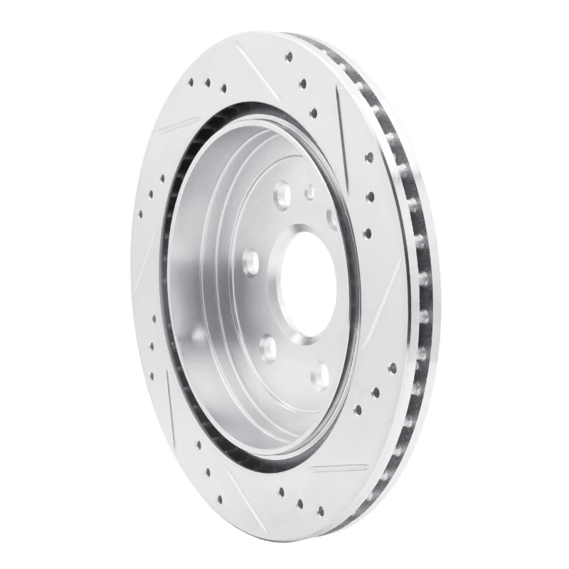 R1 10-16 Cadillac SRX Rear Left Drilled & Slotted Silver Brake Rotor - Image 3