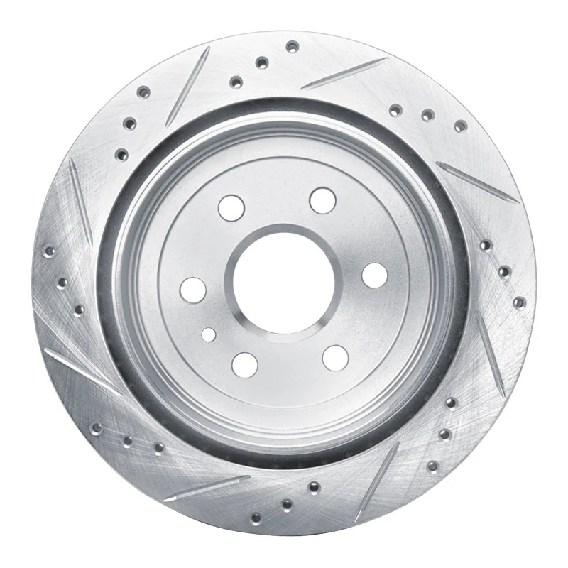 R1 10-16 Cadillac SRX Rear Right Drilled & Slotted Silver Brake Rotor - Image 3