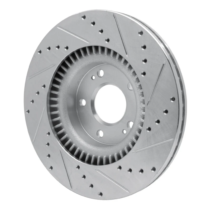 R1 10-16 Hyundai Genesis Coupe Front Left Drilled & Slotted Silver Brake Rotor - Image 3