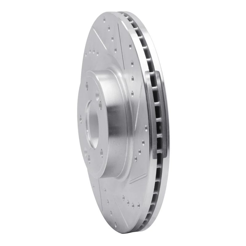 R1 10-16 Hyundai Genesis Coupe Front Right Drilled & Slotted Silver Brake Rotor - Image 5