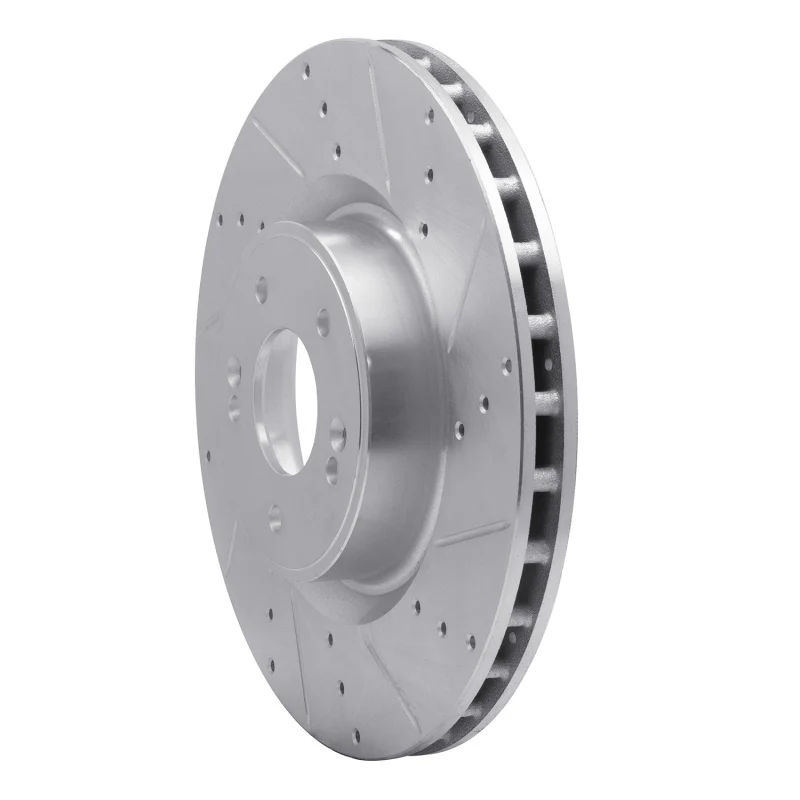 R1 10-16 Hyundai Genesis Coupe Front Right Drilled & Slotted Silver Brake Rotor - Image 3