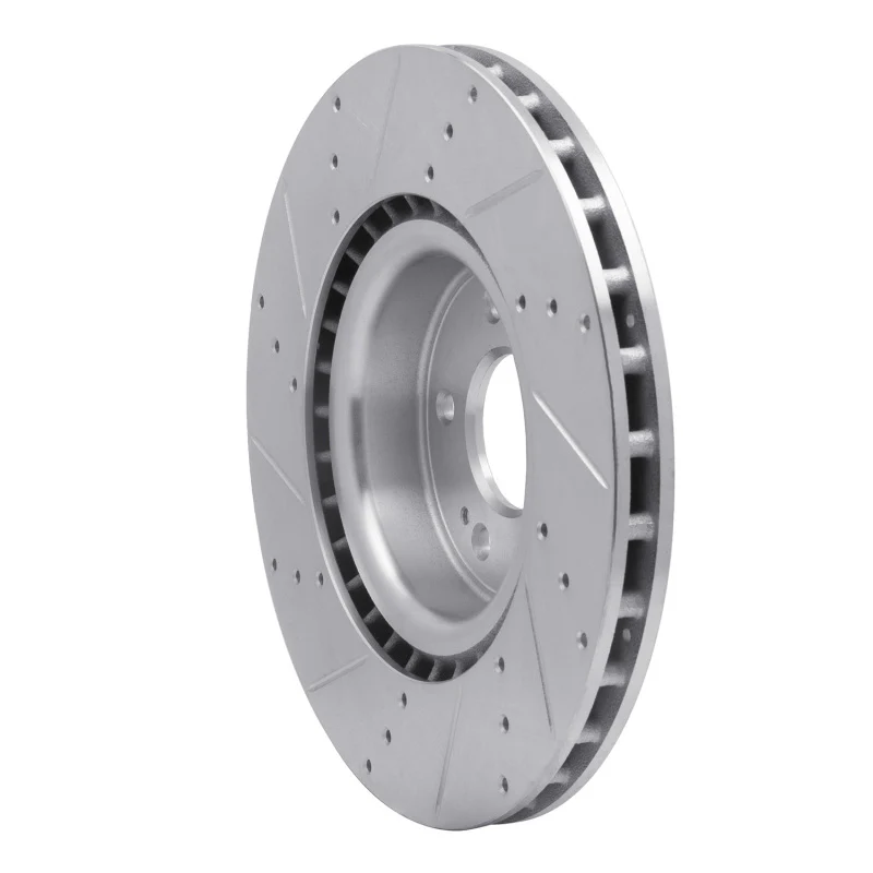 R1 10-16 Hyundai Genesis Coupe Front Right Drilled & Slotted Silver Brake Rotor - Image 4