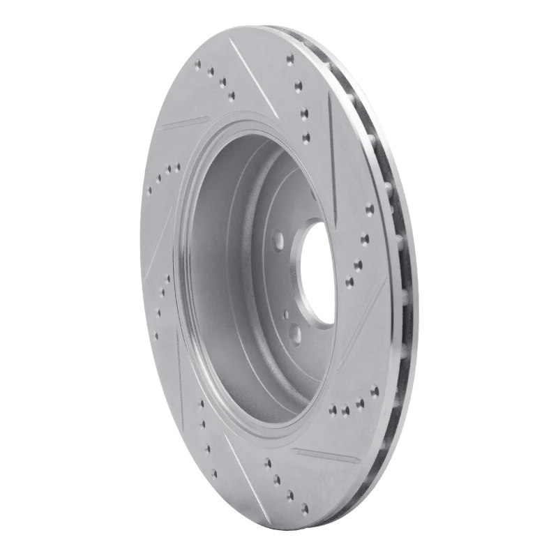 R1 10-16 Hyundai Genesis Coupe Rear Left Drilled & Slotted Silver Brake Rotor - Image 2