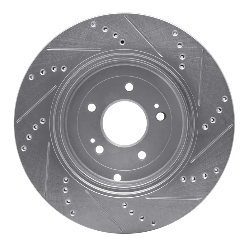 R1 10-16 Hyundai Genesis Coupe Rear Left Drilled & Slotted Silver Brake Rotor - Image 5