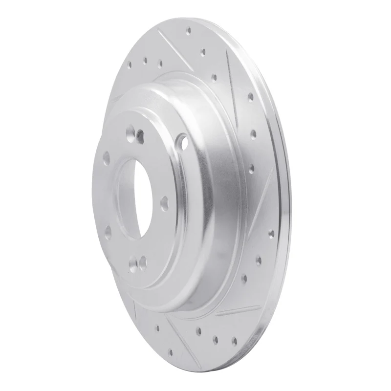 R1 10-16 Hyundai Genesis Coupe Rear Right Drilled & Slotted Silver Brake Rotor - Image 2