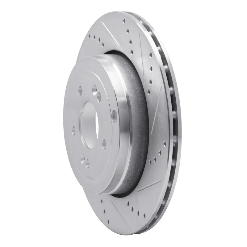 R1 10-16 Hyundai Genesis Coupe Rear Right Drilled & Slotted Silver Brake Rotor - Image 5
