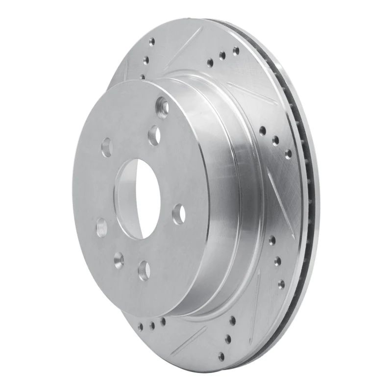 R1 10-17 Chevrolet Equinox Rear Left Drilled & Slotted Silver Brake Rotor - Image 2