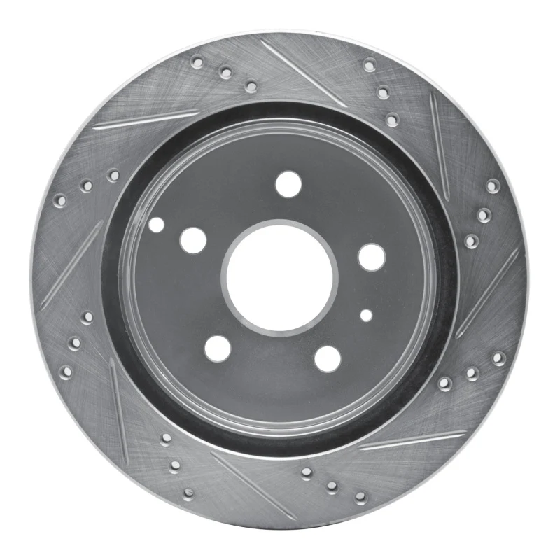 R1 10-17 Chevrolet Equinox Rear Left Drilled & Slotted Silver Brake Rotor - Image 3