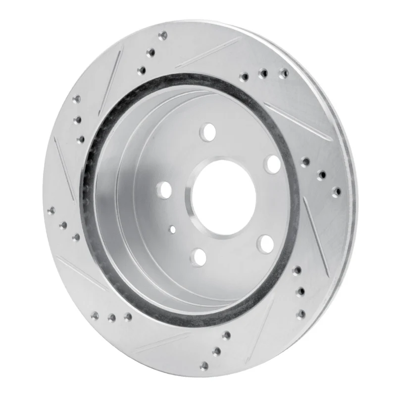 R1 10-17 Chevrolet Equinox Rear Right Drilled & Slotted Silver Brake Rotor - Image 2