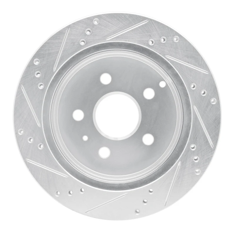 R1 10-17 Chevrolet Equinox Rear Right Drilled & Slotted Silver Brake Rotor - Image 3