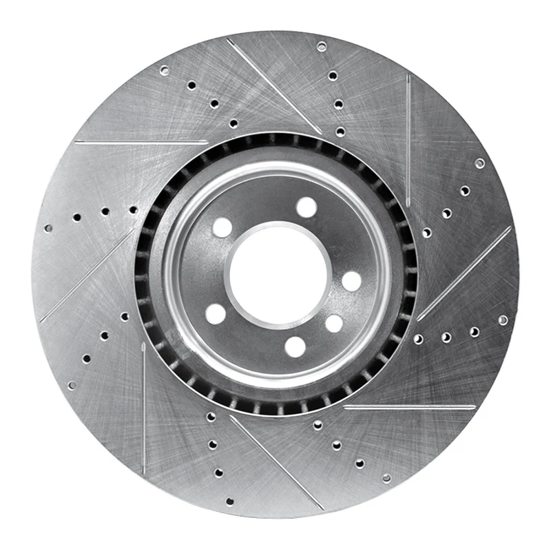 R1 10-17 Land Rover Range Rover Front Left Drilled & Slotted Silver Brake Rotor - Image 5