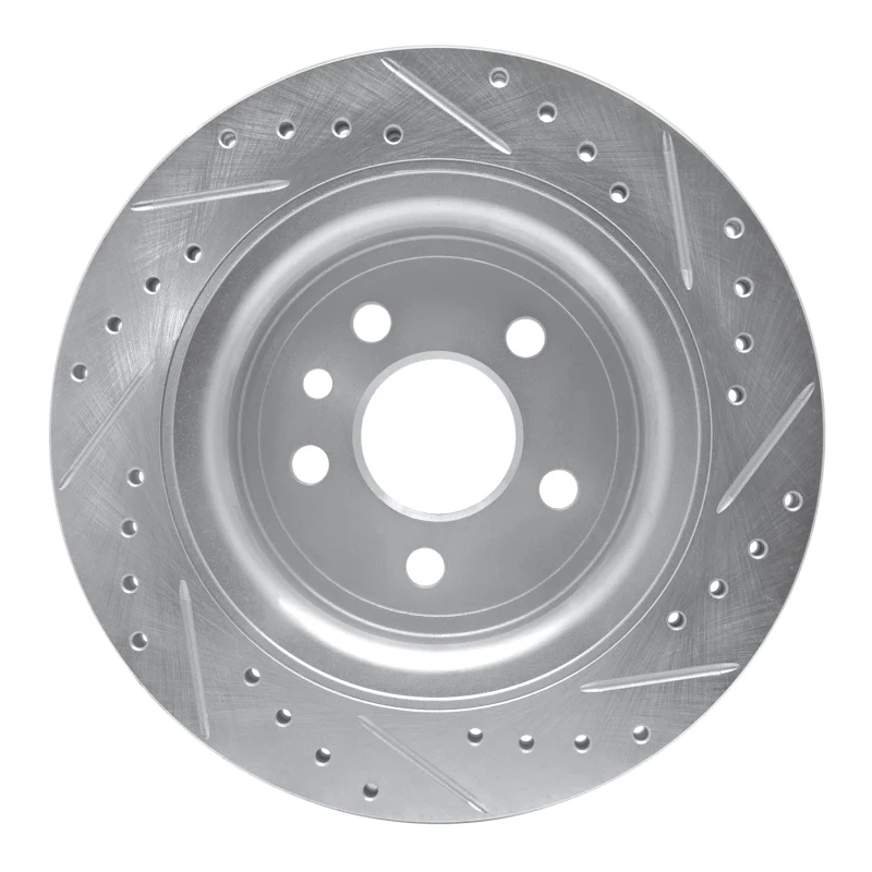 R1 10-17 Volvo XC60 Rear Left Drilled & Slotted Silver Brake Rotor - Image 2
