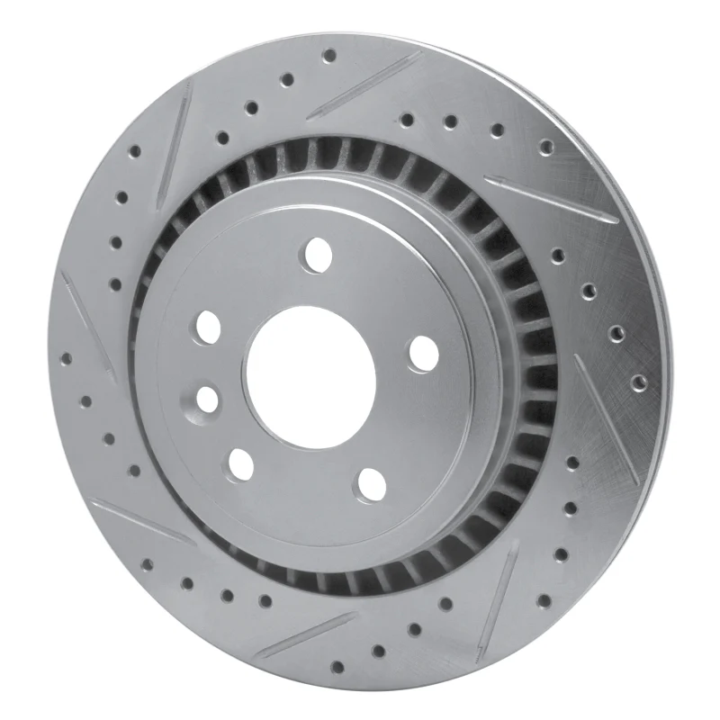 R1 10-17 Volvo XC60 Rear Left Drilled & Slotted Silver Brake Rotor - Image 3