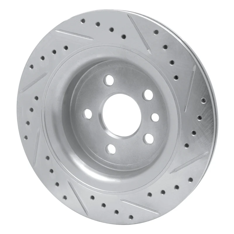 R1 10-17 Volvo XC60 Rear Left Drilled & Slotted Silver Brake Rotor - Image 4