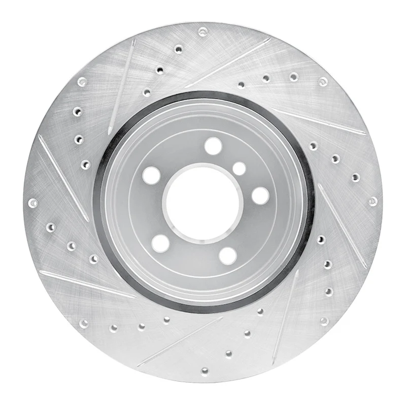 R1 10-19 BMW 550I Rear Right Drilled & Slotted Silver Brake Rotor - Image 3