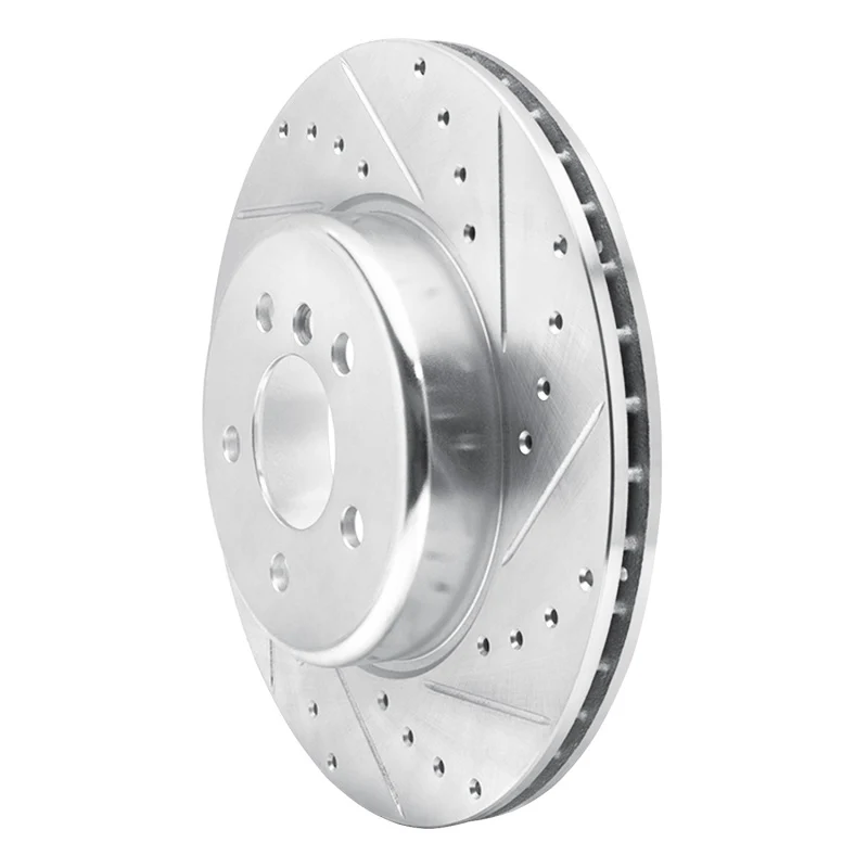 R1 10-19 BMW 550I Rear Right Drilled & Slotted Silver Brake Rotor - Image 4