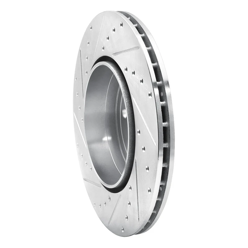 R1 10-19 BMW 550I Rear Right Drilled & Slotted Silver Brake Rotor - Image 5