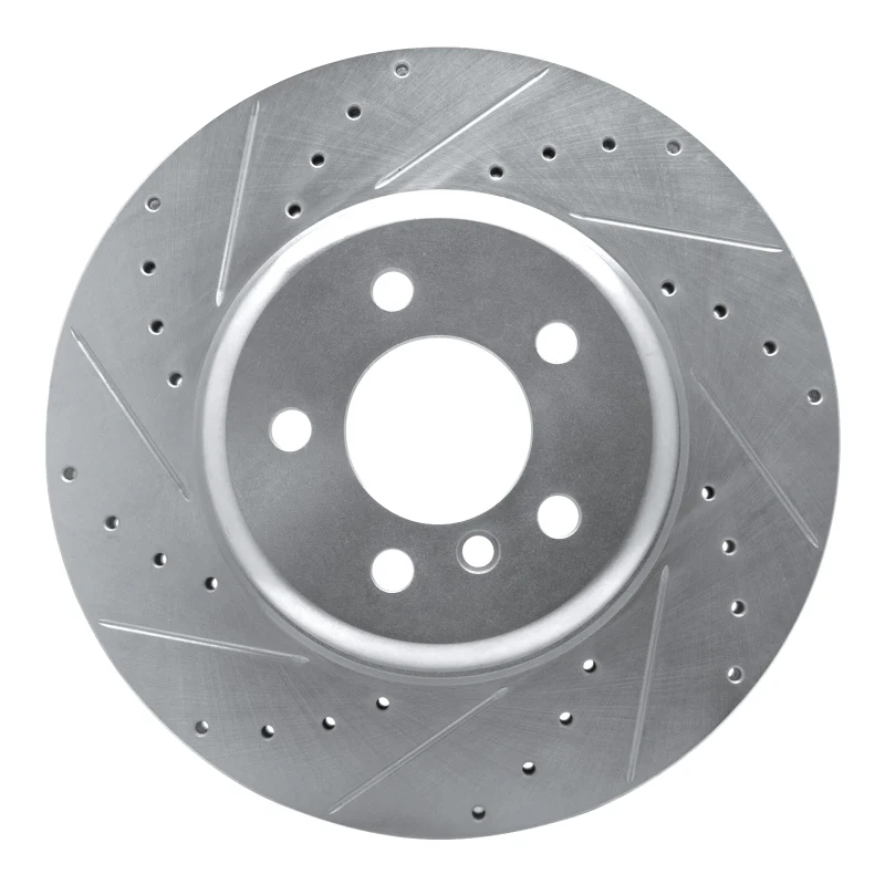 R1 10-19 BMW 640I xDrive Convertible Rear Left Drilled & Slotted Silver Brake Rotor